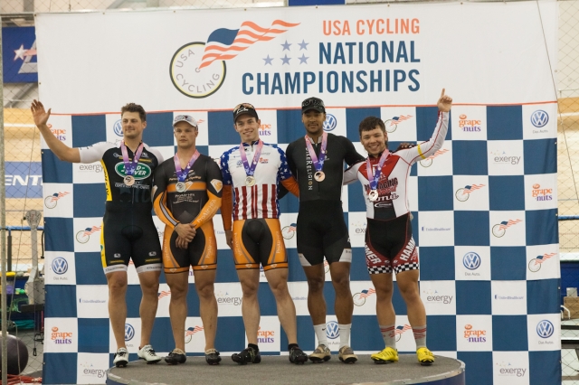 Baranoski is on the top step after winning the men's sprint.